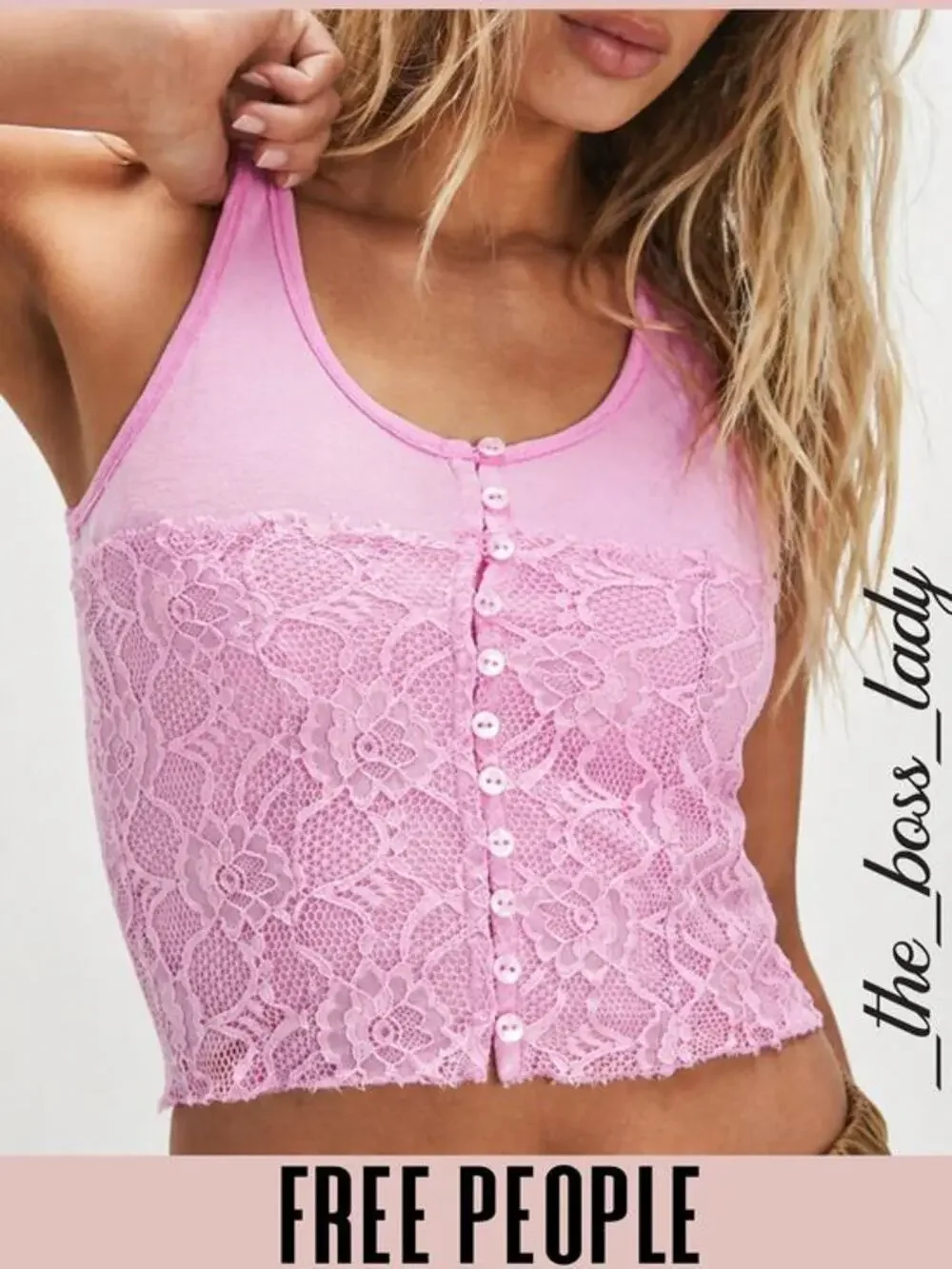 Free People corset tank cropped top floral lace stretchy Medium